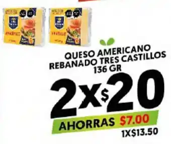 Merco Queso Americano Rebanado Tres Castillos 136gr oferta