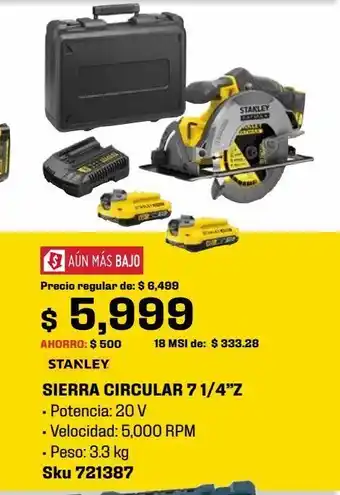 Sodimac Homecenter Sierra circular 7 1/4 v20 sbc550d2k-b3 oferta