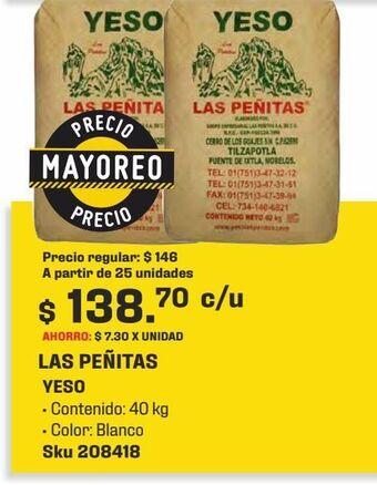 Sodimac Homecenter Yeso construccion 40 kg oferta