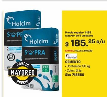 Sodimac Homecenter Cemento gris holcim supra impermeable 50 kg oferta