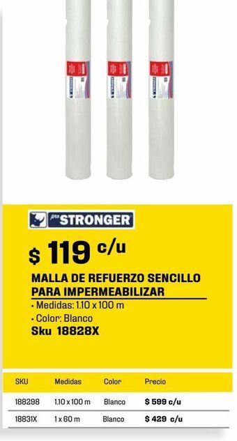 Sodimac Homecenter Malla de refuerzo sencillo p/ impermeabilizar 1 x 10 m oferta