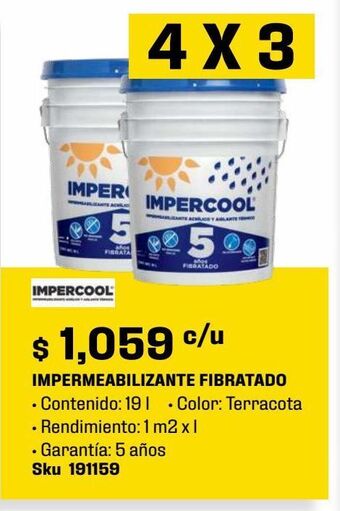 Sodimac Homecenter Impermeabilizante impercool fibratado 5 años terracota 19 l oferta