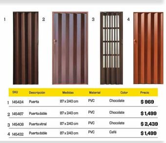 Sodimac Homecenter Puerta pvc 87 x 240 cm chocolate oferta