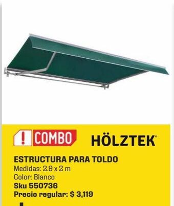 Sodimac Homecenter Estructura toldo retráctil 2.90x2mt, s/ rollo de tela oferta