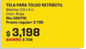Sodimac Homecenter Tela beige para toldo retráctil 290 x 200 cm oferta