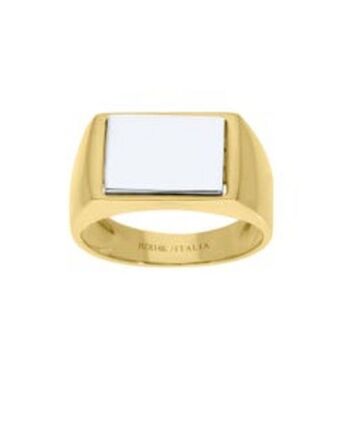 Joyerías Bizzarro Anillo de oro amarillo y blanco 14k para caballero oferta