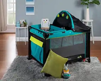 Cuna viajera prinsel esmeralda mecedora azul
