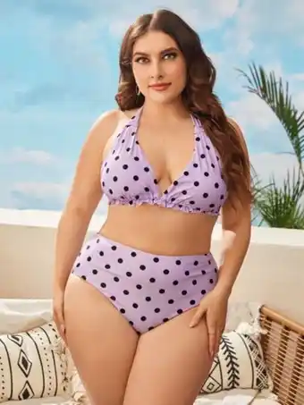 SHEIN Bañador bikini halter con estampado de lunares oferta