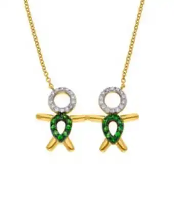 Joyerías Bizzarro Collar de oro, diamantes y tsavorite con colgante de niños oferta