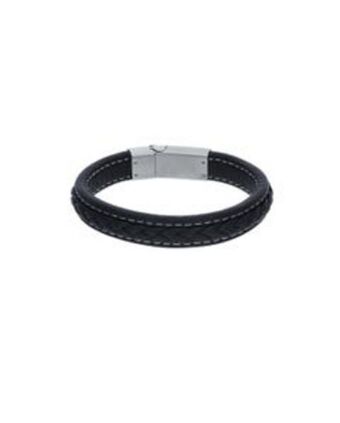 Pulsera de acero y piel para caballero