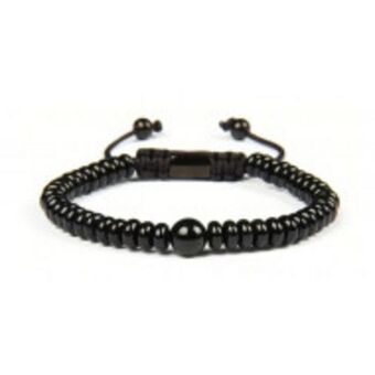 Fandeal Pulsera piedra natural onyx negra hombre ajustable caballero oferta