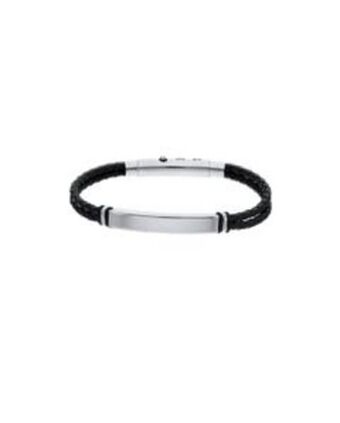 Joyerías Bizzarro Pulsera de acero y piel para caballero oferta