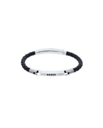 Joyerías Bizzarro Pulsera de acero y piel para caballero oferta