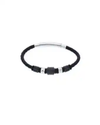 Pulsera de acero y piel para caballero