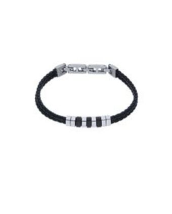 Pulsera de piel con aplicaciones de acero para caballero