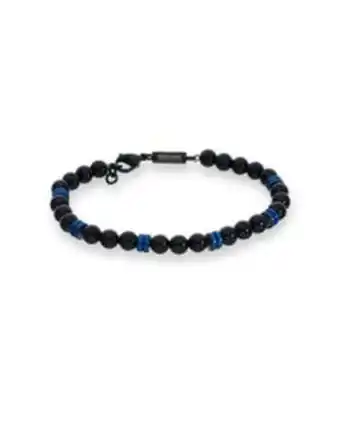Joyerías Bizzarro Pulsera con aplicaciones de acero azul con onix para caballero oferta