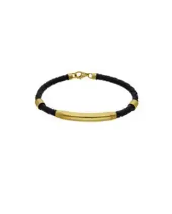 Joyerías Bizzarro Pulsera de piel con oro amarillo 14k para caballero oferta