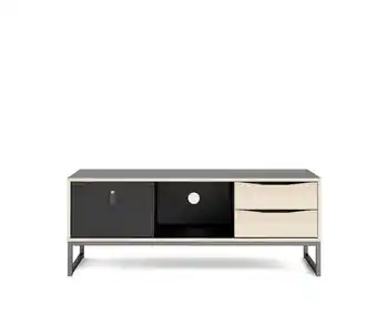 Stubbe mesa tv negro con roble 1 puerta 2 cajones