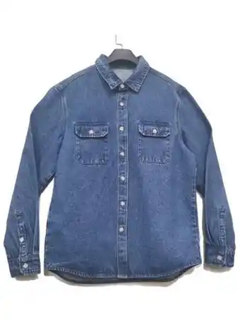SHEIN Hombres camisa mezclilla con bolsillo con solapa oferta