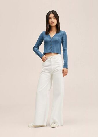 Mango Camiseta manga larga canalé oferta