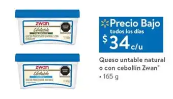 Queso untable natural o con cebollin Zwan 165g