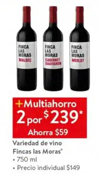 Variedad de vino Fincas las Moras 750 ml