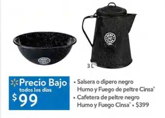 Salsera o dipero negro Humo y Fuego de peltre Cinsa