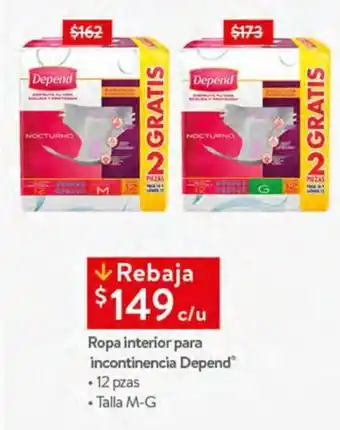 Ropa interior para incontinencia Depend 12 pzas