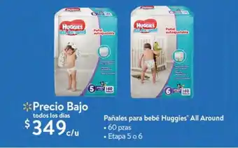 Pañales para bebe Huggies All Around 60 pzas