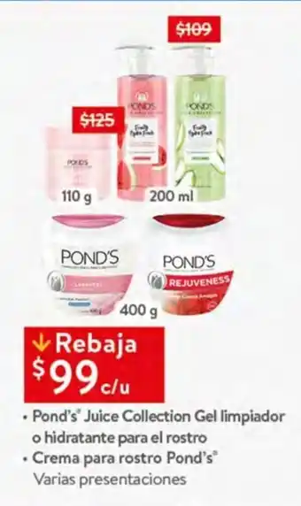 Pond's Juice Collection Gel Limpiador o hidratante para el rostro / Crema para rostro Pond's
