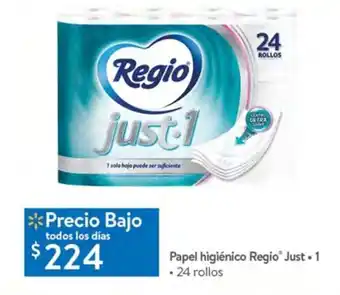 Walmart Express Papel higienico Regio Just 1 24 rollos oferta