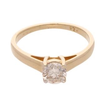 Nacional Monte de Piedad Anillo solitario con diamante en oro amarillo 14 kilates. oferta