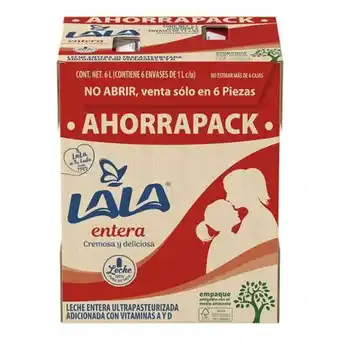 Soriana Súper Leche lala entera 6 piezas de 1 lt c/u oferta
