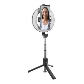 Selfie bluetooth con aro de luz led mobo stand glow negro
