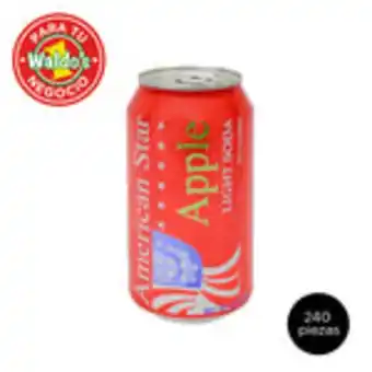 Waldos American stars soda manzana por mayoreo, 240 latas 355 ml c/u oferta