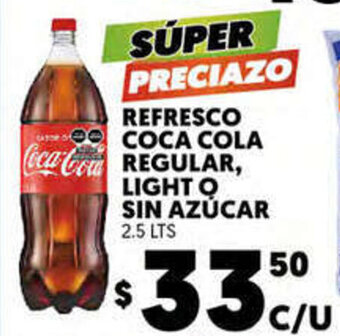 Refresco Coca Cola Regular , Light o Sin Azucar 2.5 Lts