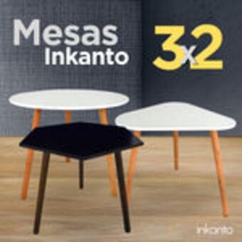 ¡3x2! set de 3 mesas inkanto (2 color blanco, 1 color negro)