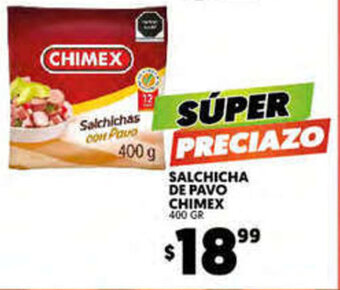 Merco Salchicha de Pavo Chimex 400gr oferta