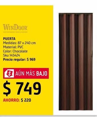 Sodimac Homecenter Puerta pvc 87 x 240 cm chocolate oferta