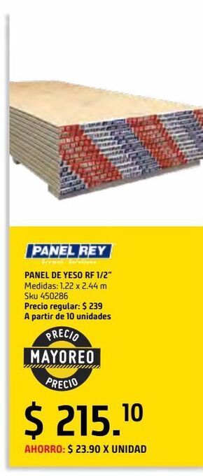 Sodimac Homecenter Panel d yeso rf 1/2" 1.22x2.44m oferta