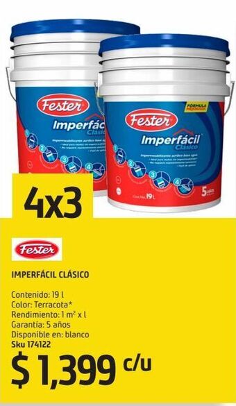 Sodimac Homecenter Impermeabilizante imperfácil clásico 19 l rojo oferta