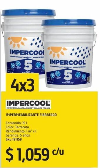 Sodimac Homecenter Impermeabilizante impercool fibratado 5 años terracota 19 l oferta