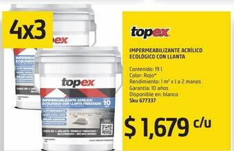 Sodimac Homecenter Impermeabilizante topex llanta 10 años 19l rojo oferta