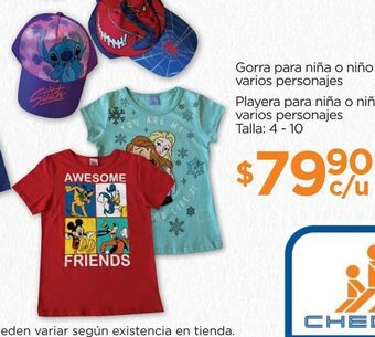 Playera para niña o niño varios personajes talla 4-10