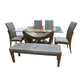 Mueblería Villarreal Comedor infinity moka 4 sillas 1 banca oferta