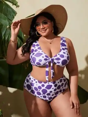 Bañador bikini con estampado con nudo delantero