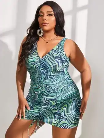 SHEIN Bañador bikini con patrón de fluido con cordón oferta