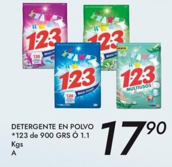 Alsuper Detergente en Polvo 123 de 900 grs o 1.1 kgs oferta
