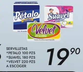 Servilletas Petalo 100 pzs / Suavel 180 pzs / Velvet 220 pzs A Escoger