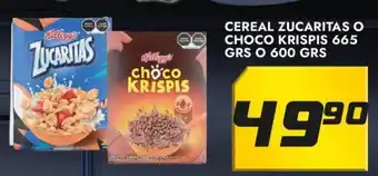 Alsuper Cereal Zucaritas o Choco Krispis 665 grs o 600 grs oferta